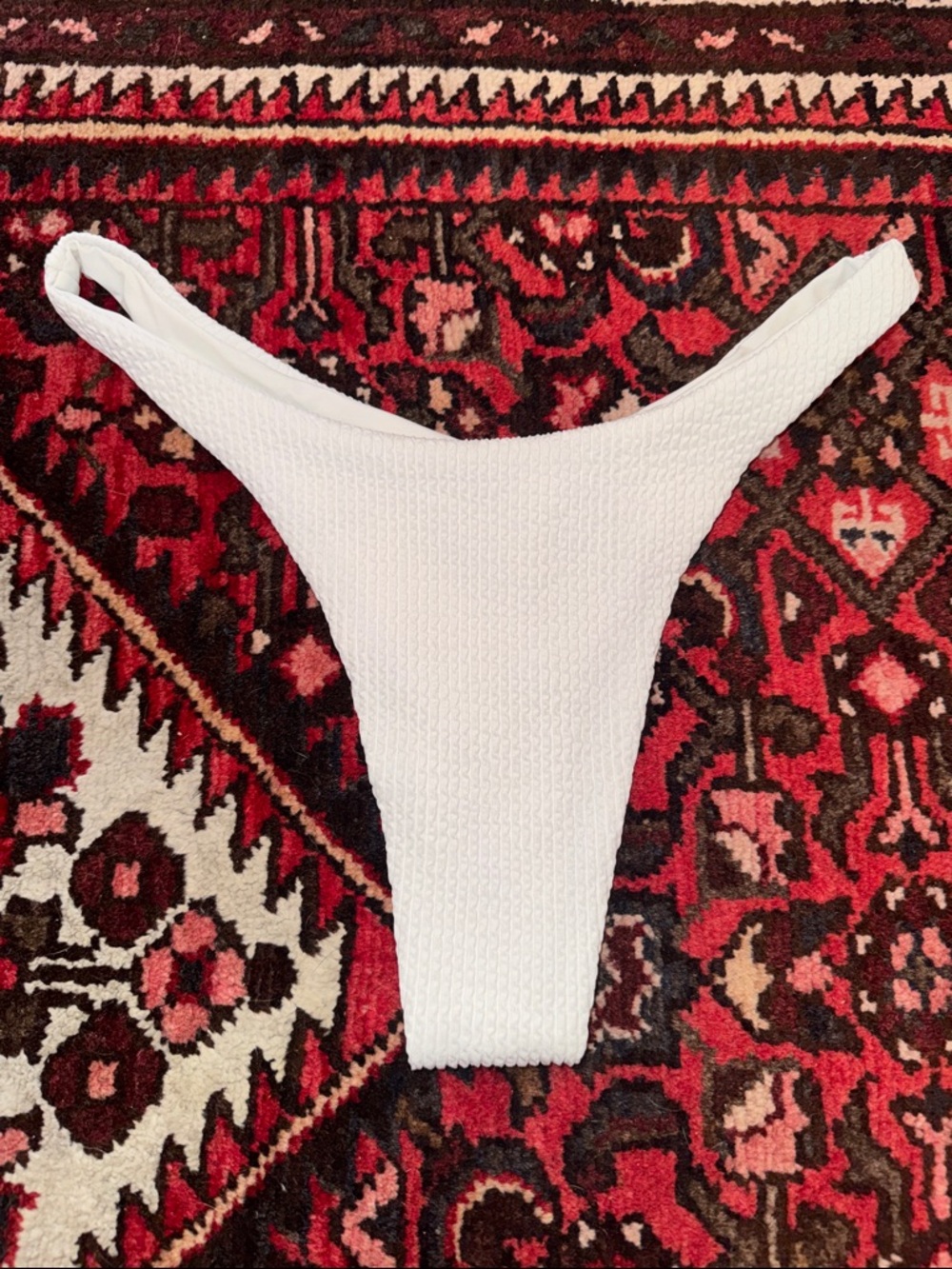 Monday Swimwear Ribbed Bikini Bottom White Large